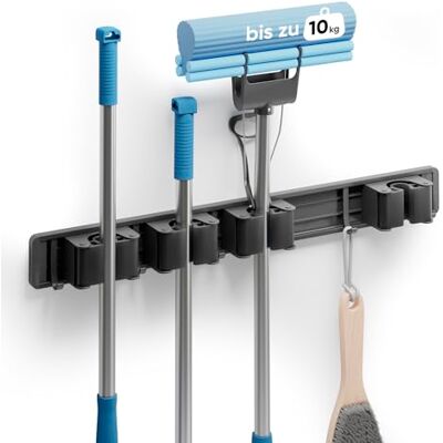 Björn&Schiller bezemwandhouder, wandhouder voor tuingereedschap, bezemhaak, hangbezemhaak, belastbaar tot 10 kg, met 4 houders en 5 haken Björn&Schiller bezemwandhouder, wandhouder voor tuingereedschap, bezemhaak, hangbezemhaak, belastbaar tot 10 kg, met 4 houders en 5 haken
