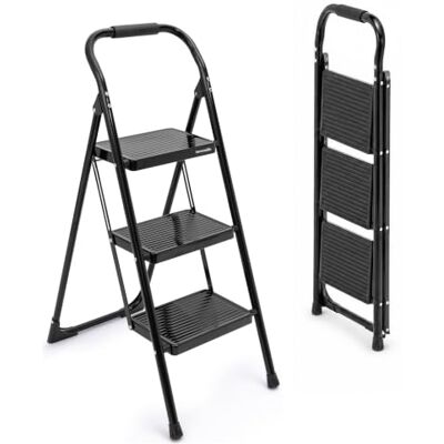 SereneLife Ladder met 3 treden, opvouwbaar, 1 stuk SereneLife Ladder met 3 treden, opvouwbaar, 1 stuk