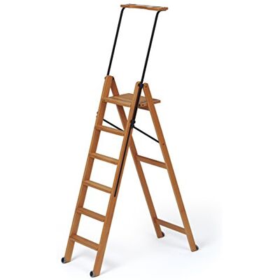 Arredamenti Italia Tuscania Ladder, 6 treden, hout, afsluitbaar, met veiligheidssysteem, kersenafwerking Arredamenti Italia Tuscania Ladder, 6 treden, hout, afsluitbaar, met veiligheidssysteem, kersenafwerking