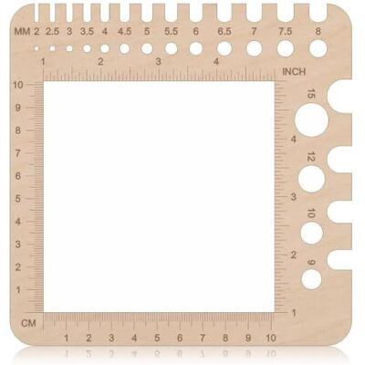 Yeheap Breinaaldmeter, meetgereedschap voor breiaccessoires, breigereedschap, haaknaaldmeter, vierkante houten controlekaart voor het meten van de graad voor amateurs Yeheap Breinaaldmeter, meetgereedschap voor breiaccessoires, breigereedschap, haaknaaldmeter, vierkante houten controlekaart voor het meten van de graad voor amateurs