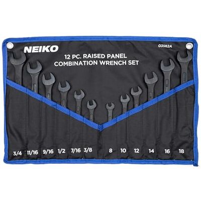 Neiko 03582A Ringsteeksleutelset, 12 ringsteeksleutels, metrisch en standaard, zwart oxide gesmeed koolstofstaal, mechanische open einde-sleutelset, sleutelset Neiko 03582A Ringsteeksleutelset, 12 ringsteeksleutels, metrisch en standaard, zwart oxide gesmeed koolstofstaal, mechanische open einde-sleutelset, sleutelset