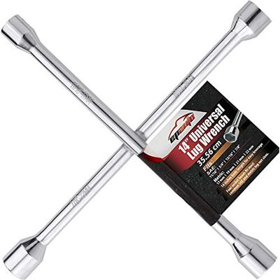 EPAUTO Robuuste universele moersleutel 35,6 cm, 4-weg kruiskopsleutel EPAUTO Robuuste universele moersleutel 35,6 cm, 4-weg kruiskopsleutel