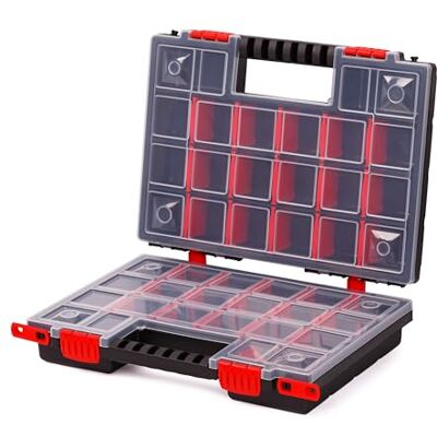 MIVOS Dubbelzijdige opbergdoos 344 x 249 x 100 mm, 2-zijdige opbergdoos voor accessoires en kleine onderdelen, schroefdoos met 40 verstelbare vakken, sorteerbox MIVOS Dubbelzijdige opbergdoos 344 x 249 x 100 mm, 2-zijdige opbergdoos voor accessoires en kleine onderdelen, schroefdoos met 40 verstelbare vakken, sorteerbox