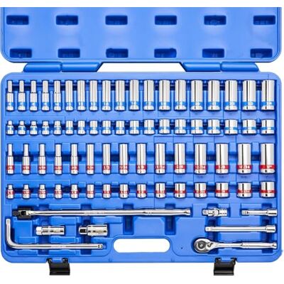 Neiko 02472A Kleurrijke monteur ratelsleutel 3/8 inch dopsleutelset, 76 stuks SAE standaard en diep, metrische maten 6 mm tot 24 mm, gemaakt van CRV-staal voor autoreparatie Neiko 02472A Kleurrijke monteur ratelsleutel 3/8 inch dopsleutelset, 76 stuks SAE standaard en diep, metrische maten 6 mm tot 24 mm, gemaakt van CRV-staal voor autoreparatie
