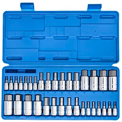 Neiko 10388A Master Allen Set van 33 SAE en metrische zeskantdoppen, gemaakt van S2-staal, standaard zeskantbitset 5/64 inch 3/4 inch en metrisch 2 mm 19 mm Neiko 10388A Master Allen Set van 33 SAE en metrische zeskantdoppen, gemaakt van S2-staal, standaard zeskantbitset 5/64 inch 3/4 inch en metrisch 2 mm 19 mm