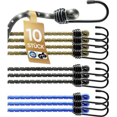 Heldenwerk 10-delige slingerset, TÜV/GS getest, met haken, 30 cm, 45 cm, 75 cm, 100 cm, rubberen spanner met haken voor transport, camping en bevestiging Heldenwerk 10-delige slingerset, TÜV/GS getest, met haken, 30 cm, 45 cm, 75 cm, 100 cm, rubberen spanner met haken voor transport, camping en bevestiging