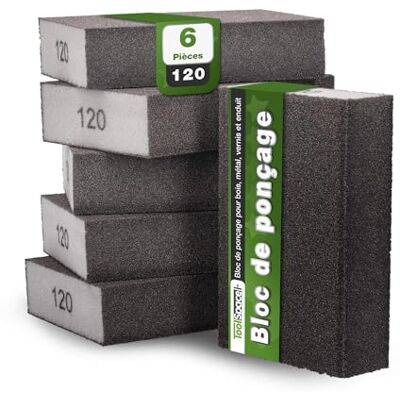 ToolSpace Set van 6 schuursponzen 6 verschillende schuursponzen korrel 120 wasbaar herbruikbaar schuurblokken schuurpapier polijsten van verschillende materialen metaal en staal ToolSpace Set van 6 schuursponzen 6 verschillende schuursponzen korrel 120 wasbaar herbruikbaar schuurblokken schuurpapier polijsten van verschillende materialen metaal en staal