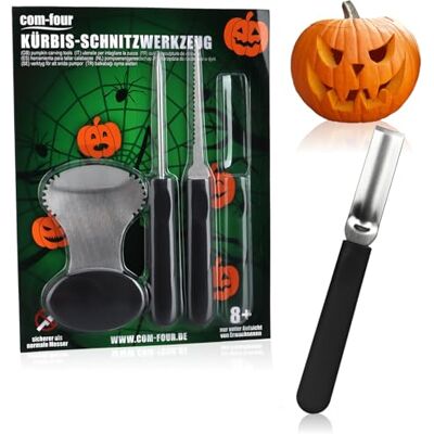 com-four ® 4-delige Halloween pompoensnijset snijgereedschap voor het graven van pompoenen roestvrijstalen snijgereedschap com-four ® 4-delige Halloween pompoensnijset snijgereedschap voor het graven van pompoenen roestvrijstalen snijgereedschap