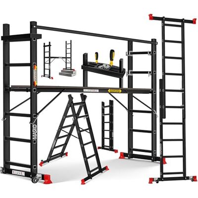 Masko ® Aluminium bouwsteiger, aluminium frame, ladder, werkplatformframe, tot 150 kg, antislipcoating, steigerladder, GS-gecertificeerd (EN 131) Masko ® Aluminium bouwsteiger, aluminium frame, ladder, werkplatformframe, tot 150 kg, antislipcoating, steigerladder, GS-gecertificeerd (EN 131)