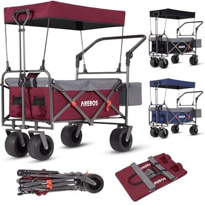 Arebos Opvouwbare trolley met dak, luxe trolley met 3-punts riemsysteem, transportwagen, XXL-tas, opvouwbaar, tot 100 kg, transportwagen, 360 graden draaibare voorwielen, met draagtas Arebos Opvouwbare trolley met dak, luxe trolley met 3-punts riemsysteem, transportwagen, XXL-tas, opvouwbaar, tot 100 kg, transportwagen, 360 graden draaibare voorwielen, met draagtas