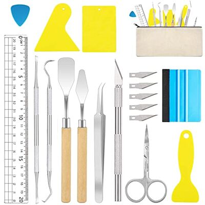 ImnBest 18 stuks vinyl wieden gereedschap roestvrijstalen plotter accessoires HTV + 1 stuk opbergtas, DIY Craft Tool Set, cameo's, belettering, inclusief wieden haken, pincet, spatels voor silhouet ImnBest 18 stuks vinyl wieden gereedschap roestvrijstalen plotter accessoires HTV + 1 stuk opbergtas, DIY Craft Tool Set, cameo's, belettering, inclusief wieden haken, pincet, spatels voor silhouet