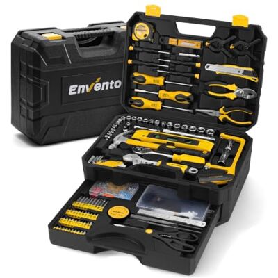 Enventor Complete gereedschapskist, 419 delen, gereedschapskoffer voor thuis, gereedschapskist met lade, opbergkoffer met lade, ideaal voor particulieren en doe-het-zelvers Enventor Complete gereedschapskist, 419 delen, gereedschapskoffer voor thuis, gereedschapskist met lade, opbergkoffer met lade, ideaal voor particulieren en doe-het-zelvers