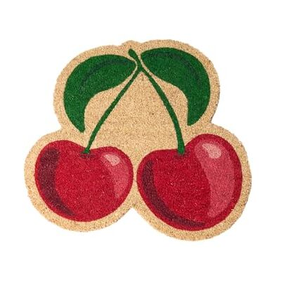 Fisura Originele deurmat "kersen" van kokosvezel met antislip onderkant van pvc, rood en groen kersenvormig deurmat, ideaal voor een unieke decoratie, afmetingen 54 cm x 50 cm. Fisura Originele deurmat "kersen" van kokosvezel met antislip onderkant van pvc, rood en groen kersenvormig deurmat, ideaal voor een unieke decoratie, afmetingen 54 cm x 50 cm.