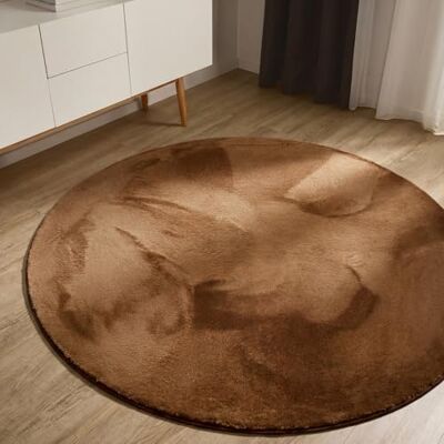 benuta Basic Vloerkleed van imitatiebont, voor woonkamer, lichtbruin, rond, 160 cm, voor slaapkamer, kantoor, hal, baby, zacht, antislip, wasbaar, vloerverwarming benuta Basic Vloerkleed van imitatiebont, voor woonkamer, lichtbruin, rond, 160 cm, voor slaapkamer, kantoor, hal, baby, zacht, antislip, wasbaar, vloerverwarming