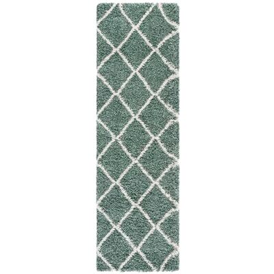 SAFAVIEH Hoogpolig tapijt voor woonkamer, eetkamer, slaapkamer Hudson Shag Collectie Ivoor en leisteen blauw 69 x 244 cm SAFAVIEH Hoogpolig tapijt voor woonkamer, eetkamer, slaapkamer Hudson Shag Collectie Ivoor en leisteen blauw 69 x 244 cm