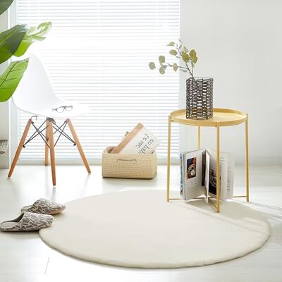 Teppich Wölkchen Pluizig tapijt van kunstbont konijnenbont, kort bont, hoogpolig tapijt voor woonkamer of slaapkamer bedtapijt beige 120 cm rond Teppich Wölkchen Pluizig tapijt van kunstbont konijnenbont, kort bont, hoogpolig tapijt voor woonkamer of slaapkamer bedtapijt beige 120 cm rond