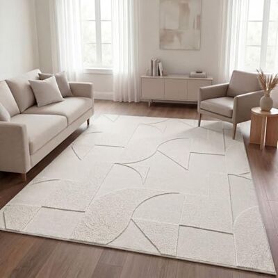 TT Home Shaggy Tapijt voor slaapkamer, hoogpolig, boho, Scandi, abstract, effen, wasbaar, geometrisch, kleur: crème, afmetingen: 160 x 220 cm TT Home Shaggy Tapijt voor slaapkamer, hoogpolig, boho, Scandi, abstract, effen, wasbaar, geometrisch, kleur: crème, afmetingen: 160 x 220 cm