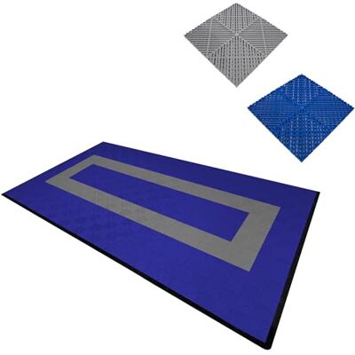 Monster Cable Geventileerde vloertegels, modulair, in elkaar grijpend en randen, 90 blauw & 30 grijs, enkele garage, dubbele vloermat, showroom ultra-resistent, polypropyleen, antislip, waterdicht, drainage, 3,2 x Monster Cable Geventileerde vloertegels, modulair, in elkaar grijpend en randen, 90 blauw & 30 grijs, enkele garage, dubbele vloermat, showroom ultra-resistent, polypropyleen, antislip, waterdicht, drainage, 3,2 x