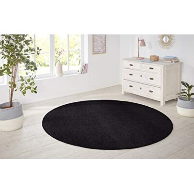 HANSE Home Nasty Vloerkleed voor de woonkamer, laagpolig, wollig, effen, eetkamer, woonkamer, kinderkamer, hal, slaapkamer, keuken, effen zwart, 133 cm HANSE Home Nasty Vloerkleed voor de woonkamer, laagpolig, wollig, effen, eetkamer, woonkamer, kinderkamer, hal, slaapkamer, keuken, effen zwart, 133 cm