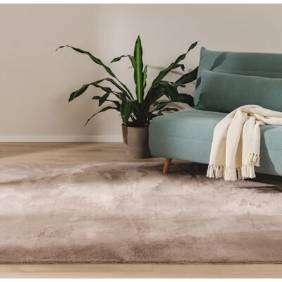 benuta Basic Vloerkleed voor woonkamer, imitatiebont, taupe, 120 x 170 cm, voor slaapkamer, kantoor, hal, baby, zacht, antislip, wasbaar, vloerverwarming benuta Basic Vloerkleed voor woonkamer, imitatiebont, taupe, 120 x 170 cm, voor slaapkamer, kantoor, hal, baby, zacht, antislip, wasbaar, vloerverwarming