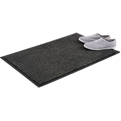 Relaxdays Deurmat grijs gemêleerd entreemat gang binnen extra plat 60 x 90 cm, zwart-grijs Relaxdays Deurmat grijs gemêleerd entreemat gang binnen extra plat 60 x 90 cm, zwart-grijs