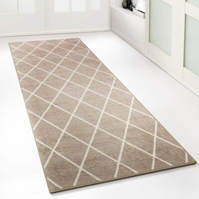 Floordirekt Cosenza Tapijt Modern ruitdesign Premium afwerking Antislip gelrug Verkrijgbaar in 5 kleuren en vele maten 80 x 250 cm Beige Floordirekt Cosenza Tapijt Modern ruitdesign Premium afwerking Antislip gelrug Verkrijgbaar in 5 kleuren en vele maten 80 x 250 cm Beige