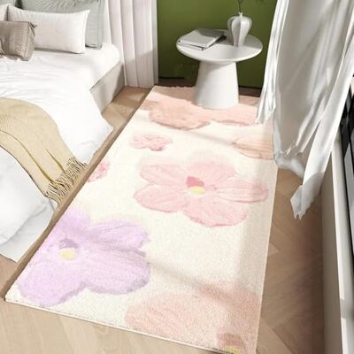ART Pluizig vloerkleed voor kinderen, jongens en meisjes 50 x 150 cm Wasbaar Antislip Extra zacht Schattig bloemenpatroon Voor kinderkamer, babykamer, slaapkamer Roze ART Pluizig vloerkleed voor kinderen, jongens en meisjes 50 x 150 cm Wasbaar Antislip Extra zacht Schattig bloemenpatroon Voor kinderkamer, babykamer, slaapkamer Roze
