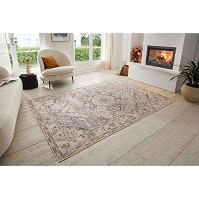 HANSE Home Vloerkleed voor de woonkamer, oosters laagpolig, zacht oosters tapijt voor slaapkamer, eetkamer, woonkamer, hal, keuken, crèmegrijs, 80 x 120 cm HANSE Home Vloerkleed voor de woonkamer, oosters laagpolig, zacht oosters tapijt voor slaapkamer, eetkamer, woonkamer, hal, keuken, crèmegrijs, 80 x 120 cm