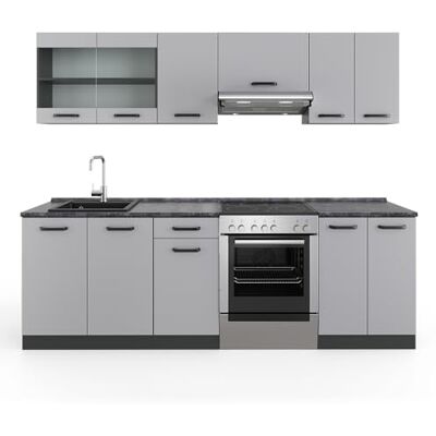 Vicco Keukenlijn "R-Line", grijs/antraciet, 240 cm PT Antraciet, flexibel te combineren met modulaire elementen Vicco Keukenlijn "R-Line", grijs/antraciet, 240 cm PT Antraciet, flexibel te combineren met modulaire elementen