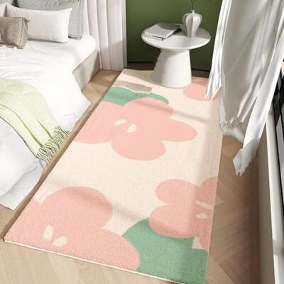 ART Pluizig vloerkleed voor kinderen, jongens en meisjes, 60 x 100 cm, wasbaar, antislip, extra zacht, schattig bloemenpatroon voor kinderkamer, babykamer, slaapkamer (roze ART Pluizig vloerkleed voor kinderen, jongens en meisjes, 60 x 100 cm, wasbaar, antislip, extra zacht, schattig bloemenpatroon voor kinderkamer, babykamer, slaapkamer (roze
