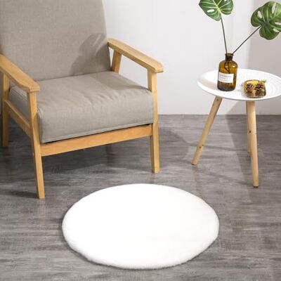 Teppich Wölkchen Pluizig tapijt van imitatiebont konijnenbont, kort bont, hoogpolig tapijt voor woonkamer of slaapkamer, bedmat wit 45 cm rond Teppich Wölkchen Pluizig tapijt van imitatiebont konijnenbont, kort bont, hoogpolig tapijt voor woonkamer of slaapkamer, bedmat wit 45 cm rond