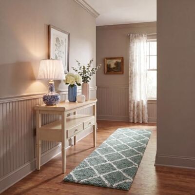 SAFAVIEH Hoogpolig tapijt voor woonkamer, eetkamer, slaapkamer Hudson Shag Collectie Ivoor en leisteen blauw 69 x 244 cm SAFAVIEH Hoogpolig tapijt voor woonkamer, eetkamer, slaapkamer Hudson Shag Collectie Ivoor en leisteen blauw 69 x 244 cm