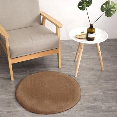Teppich Wölkchen Pluizig tapijt van imitatiebont konijnenbont, kort bont, hoogpolig tapijt voor woonkamer of slaapkamer, bedmat bruin 45 cm rond Teppich Wölkchen Pluizig tapijt van imitatiebont konijnenbont, kort bont, hoogpolig tapijt voor woonkamer of slaapkamer, bedmat bruin 45 cm rond