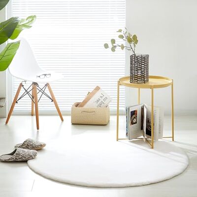 Teppich Wölkchen Pluizig vloerkleed van imitatiebont, imitatie Woonkamer Decoratie Wasbaar bontdeken als bedmat, stoelkussen wit, 120 cm rond Teppich Wölkchen Pluizig vloerkleed van imitatiebont, imitatie Woonkamer Decoratie Wasbaar bontdeken als bedmat, stoelkussen wit, 120 cm rond