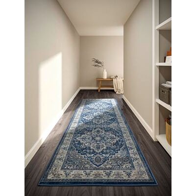 Villeroy & Boch Jehanne Laagpolig tapijt klassiek woonkamertapijt traditioneel tapijt voor woonkamer, slaapkamer, eetkamer, hal, keuken, crèmeblauw, 80 x 240 cm Villeroy & Boch Jehanne Laagpolig tapijt klassiek woonkamertapijt traditioneel tapijt voor woonkamer, slaapkamer, eetkamer, hal, keuken, crèmeblauw, 80 x 240 cm