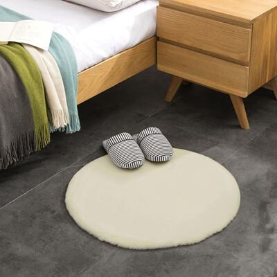 Teppich Wölkchen Pluizig tapijt van kunstbont konijnenbont, kort bont, hoogpolig tapijt voor woonkamer of slaapkamer bedtapijt beige 60 cm rond Teppich Wölkchen Pluizig tapijt van kunstbont konijnenbont, kort bont, hoogpolig tapijt voor woonkamer of slaapkamer bedtapijt beige 60 cm rond