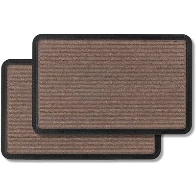Astra Deurmat voor buiten en binnen Set van 2 40 x 60 cm bruine lijnen Antislip deurmat Duurzame vuilmat Buitenmat voor treden Astra Deurmat voor buiten en binnen Set van 2 40 x 60 cm bruine lijnen Antislip deurmat Duurzame vuilmat Buitenmat voor treden