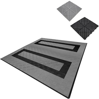 Monster Cable Geventileerde vloertegels, modulair, in elkaar gestoken en randen, 165 grijs & 60, zwart, enkele garage, dubbele vloermat, showroom, ultra-resistent, polypropyleen, antislip, waterdicht, drainage, 6 x Monster Cable Geventileerde vloertegels, modulair, in elkaar gestoken en randen, 165 grijs & 60, zwart, enkele garage, dubbele vloermat, showroom, ultra-resistent, polypropyleen, antislip, waterdicht, drainage, 6 x
