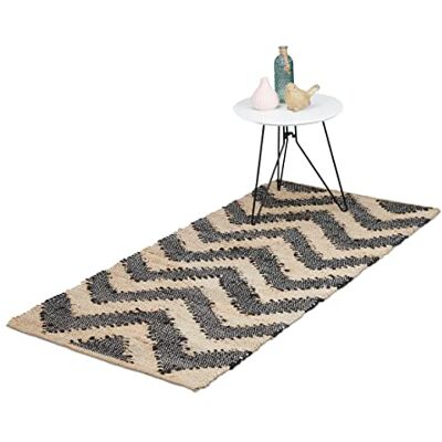 Relaxdays Zigzag Gangtapijt 70x140 cm Katoen & Jute Antislip Handgeweven Gang & Gang Tapijt Beige/Zwart Relaxdays Zigzag Gangtapijt 70x140 cm Katoen & Jute Antislip Handgeweven Gang & Gang Tapijt Beige/Zwart