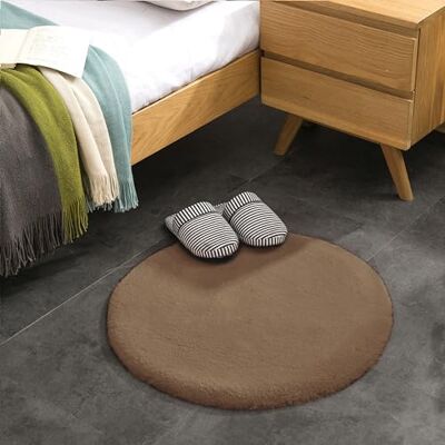 Teppich Wölkchen Zacht tapijt van imitatiebont, konijnenbont, kort haar, hoogpolig tapijt voor woonkamer of slaapkamer, bedtapijt, bruin, 60 cm, rond Teppich Wölkchen Zacht tapijt van imitatiebont, konijnenbont, kort haar, hoogpolig tapijt voor woonkamer of slaapkamer, bedtapijt, bruin, 60 cm, rond
