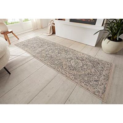 HANSE Home Vloerkleed voor de woonkamer, oosters laagpolig, zacht oosters tapijt voor slaapkamer, eetkamer, woonkamer, hal, keuken, crèmegrijs, 80 x 200 cm HANSE Home Vloerkleed voor de woonkamer, oosters laagpolig, zacht oosters tapijt voor slaapkamer, eetkamer, woonkamer, hal, keuken, crèmegrijs, 80 x 200 cm