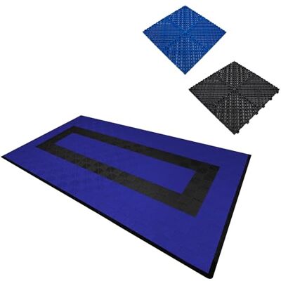 Monster Cable Geventileerde vloertegels, modulair, in elkaar grijpend en randen, 90 blauw & 30, zwart, enkele garage, dubbele vloermat, showroom, ultra-resistent, polypropyleen, antislip, waterdicht, drainage, 3,2 Monster Cable Geventileerde vloertegels, modulair, in elkaar grijpend en randen, 90 blauw & 30, zwart, enkele garage, dubbele vloermat, showroom, ultra-resistent, polypropyleen, antislip, waterdicht, drainage, 3,2