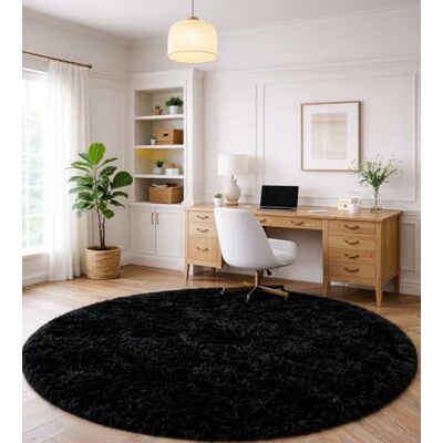 ROHATIM Rond vloerkleed voor woonkamer, shaggy, slaapkamer, groot formaat, pluizig tapijt, tapijt voor slaapkamer, decoratief tapijt, moderne stijl, voor woonkamer, slaapkamer, bank, mat (zwart, Ø 150 ROHATIM Rond vloerkleed voor woonkamer, shaggy, slaapkamer, groot formaat, pluizig tapijt, tapijt voor slaapkamer, decoratief tapijt, moderne stijl, voor woonkamer, slaapkamer, bank, mat (zwart, Ø 150