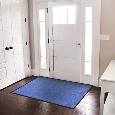 casa pura Deurmat voor de ingang, antislip, stofdicht, wasbaar, zeer absorberend, blauw, 40 x 60 cm casa pura Deurmat voor de ingang, antislip, stofdicht, wasbaar, zeer absorberend, blauw, 40 x 60 cm