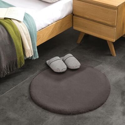 Teppich Wölkchen Pluizig vloerkleed van imitatiebont, imitatie Woonkamer Decoratie Wasbaar bontdeken als bedmat, stoelkussen donkergrijs, 60 cm rond Teppich Wölkchen Pluizig vloerkleed van imitatiebont, imitatie Woonkamer Decoratie Wasbaar bontdeken als bedmat, stoelkussen donkergrijs, 60 cm rond