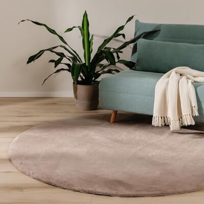 benuta Basic Vloerkleed voor woonkamer, imitatiebont, taupe, rond, 80 cm, voor slaapkamer, kantoor, hal, baby, zacht, antislip, wasbaar, vloerverwarming benuta Basic Vloerkleed voor woonkamer, imitatiebont, taupe, rond, 80 cm, voor slaapkamer, kantoor, hal, baby, zacht, antislip, wasbaar, vloerverwarming