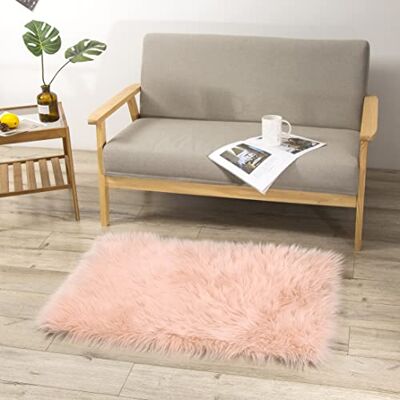 Teppich Wölkchen mat van kunstbont, imitatie lam- en schapenvacht, pluizig, voor slaapkamer, woonkamer, crèche, kleed voor stoeldecoratie, rechthoekig, roze, 60 x 90 cm Teppich Wölkchen mat van kunstbont, imitatie lam- en schapenvacht, pluizig, voor slaapkamer, woonkamer, crèche, kleed voor stoeldecoratie, rechthoekig, roze, 60 x 90 cm