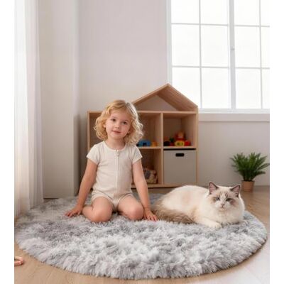 MARATIP Rond pluche tapijt, pluizig, rond, pluizig, voor moderne woonkamer, kinderen, meisjes, zacht, pluizig tapijt voor slaapkamer, woonkamer, kinderkamer (lichtgrijs, diameter 100 cm, MARATIP Rond pluche tapijt, pluizig, rond, pluizig, voor moderne woonkamer, kinderen, meisjes, zacht, pluizig tapijt voor slaapkamer, woonkamer, kinderkamer (lichtgrijs, diameter 100 cm,