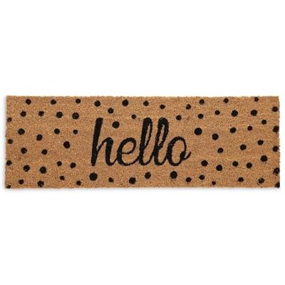 Relaxdays Kokostapijt, opschrift "Hello", gestippeld, 75 x 25 cm, antislip, binnen en buiten, naturel zwart Relaxdays Kokostapijt, opschrift "Hello", gestippeld, 75 x 25 cm, antislip, binnen en buiten, naturel zwart
