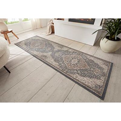 HANSE Home Orken Oosters tapijt voor woonkamer, oosters tapijt, zacht tapijt, Öko Tex, voor slaapkamer, eetkamer, woonkamer, hal, keuken, zwart, bruin, 80 x 200 cm HANSE Home Orken Oosters tapijt voor woonkamer, oosters tapijt, zacht tapijt, Öko Tex, voor slaapkamer, eetkamer, woonkamer, hal, keuken, zwart, bruin, 80 x 200 cm